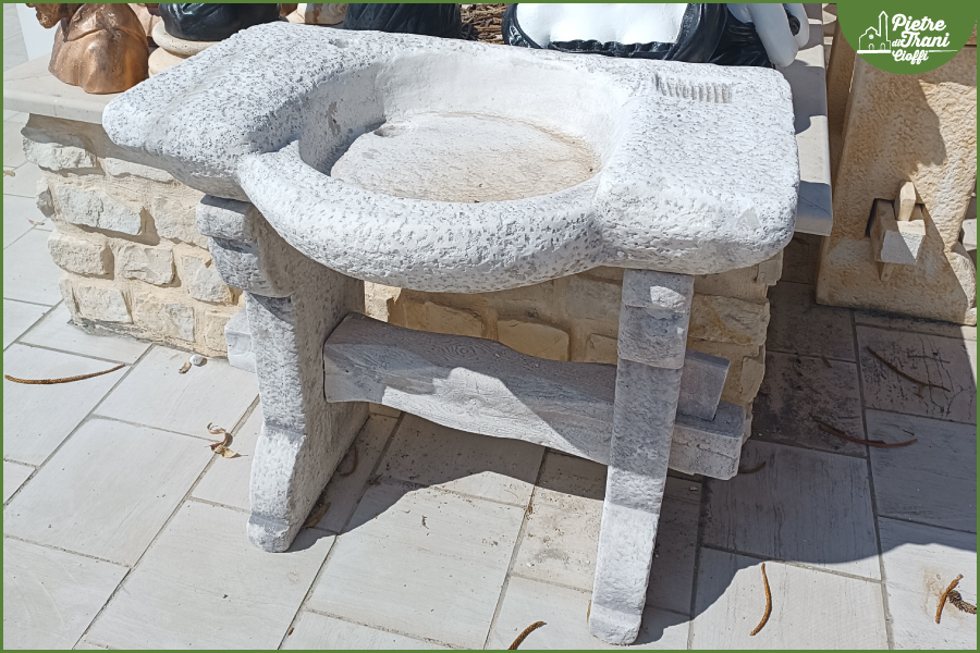 Lavello da giardino con paraschizzi e supporto in cemento con sportello cm  80 modello Serapo Grigio